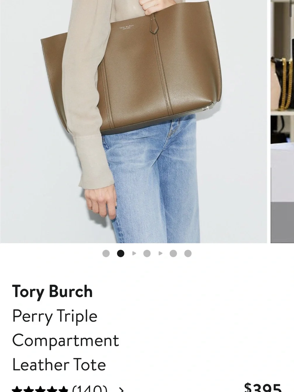 Tory Burch Pebbled Leather Tote in Taupe